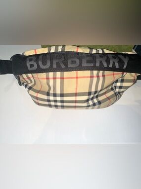 Burberry Black Leather-Trim Nova Check Cosmetic Pouch